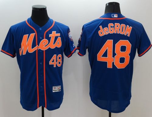 Mets #48 Jacob DeGrom Blue Flexbase Authentic Collection Stitched MLB Jersey - Click Image to Close